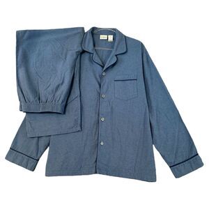 LL Bean Mens XL Pajama Sleep Set 2 Pc Solid Gray Flannel Normcore Classic Dad